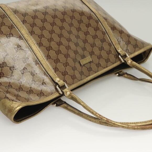 GUCCI GG Crystal Tote Bag Coated Canvas Beige Gold - Picture 6 of 12